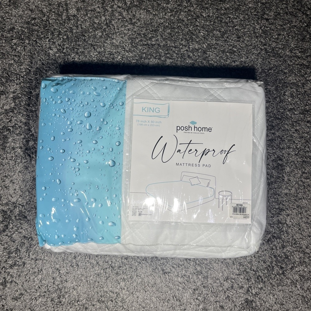 Posh Home‎ King Size Waterproof Mattress Pad White